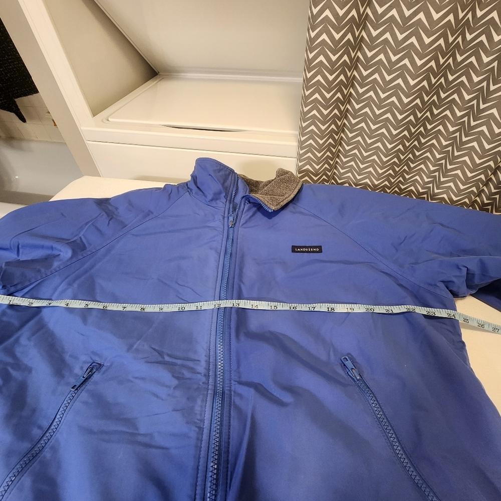 Vintage Lands End Mens Zip Fleece Lined Bomber Jacket Blue Gray Size M 38-40 - Picture 11 of 16
